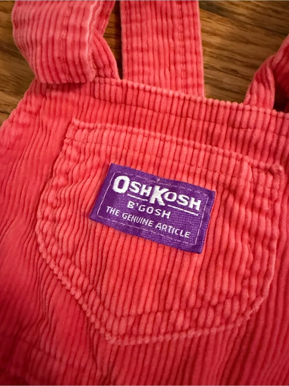 Vintage OshKosh B'Gosh Vestbak Corduroy Overalls Size 24M Girls USA Made Pink